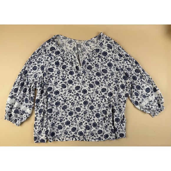 Angels Forever Young Tops - Cottagecore Floral Peasant Blouse Rayon Lace Detail 3X Angels Forever Young